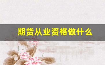 期货从业资格做什么(期货从业资格证能做什么工作)_https://www.xzdzcjx.com_北交所_第1张