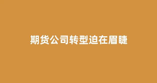 期货公司转型迫在眉睫(转型发展迫在眉睫)_https://www.xzdzcjx.com_上交所_第1张