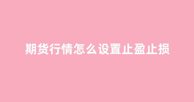 期货行情怎么设置止盈止损(期货如何设置止盈)_https://www.hhem8.com_上交所_第1张