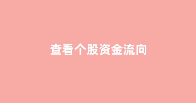 查看个股资金流向(怎么查个股资金流向)_https://www.heiljjianzu.com_创业板_第1张