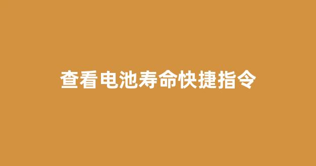 查看电池寿命快捷指令(查看电池寿命快捷指令安卓)_https://www.heiljjianzu.com_创业板_第1张