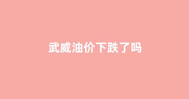 甘肃省武威市汽油价_武威油价下跌了吗