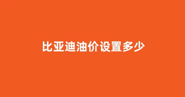 比亚迪油价设置多少_比亚迪新车油耗