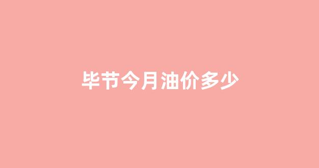毕节今月油价多少_毕节油价今日价格