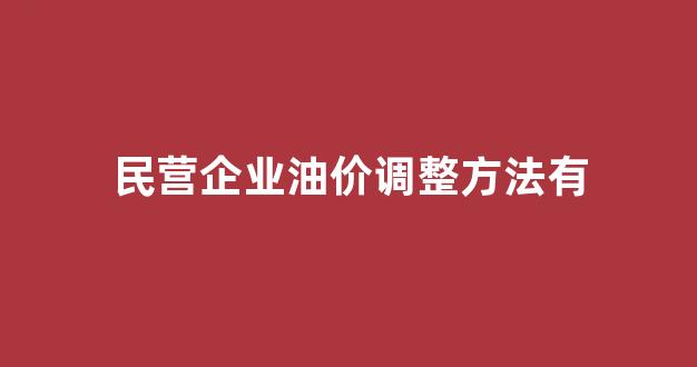 民营企业油价调整方法有_民营企业的汽油怎么样