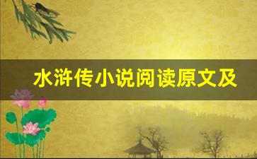 水浒传小说阅读原文及翻译,水浒传小说阅读全文,水浒传小说阅读翻译,水浒传小说阅读全诗解析-第1张图片-我的生活随想