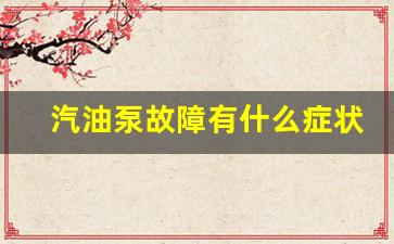 汽油泵出现故障会有哪些故障现象_汽油泵故