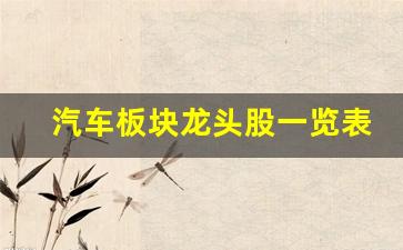 汽车板块龙头股一览表(汽车板块个股列表)_https://www.hangfeite.com_创业板_第1张