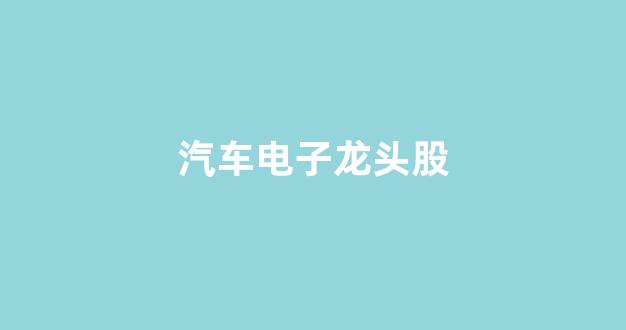 汽车电子龙头股(汽车电子龙头股一览表)_https://www.dcjwmf.com_大商所_第1张