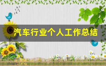汽车行业个人工作总结(汽车行业个人工作总结报告)_https://www.dcjwmf.com_中金所_第1张