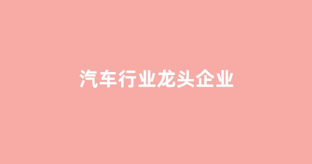汽车行业龙头企业(汽车业龙头股)_https://www.jnskb.com_装修公司_第1张