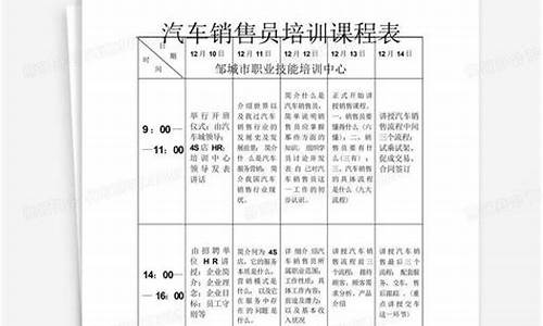 汽车销售培训课程表_汽车销售培训课程