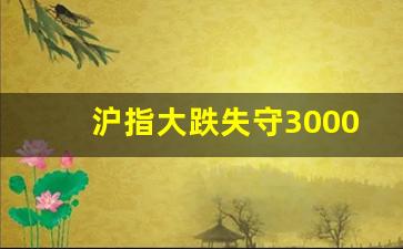 沪指大跌失守3000点(沪指大跌失守3000点什么意思)_https://www.qgjzrcxxzxpt.com_郑商所_第1张