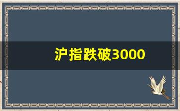 沪指跌破3000(沪指跌破3000点关口意味着什么)_https://www.taocizhiliang.com_效果图_第1张