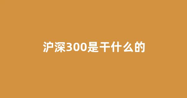 沪深300是干什么的(沪深300怎么买)_https://www.dongshengweixin.com_科创板_第1张