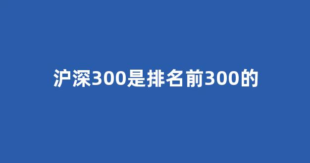 沪深300是排名前300的(沪深300基金代码)_https://www.syklpowerbike.com_北交所_第1张