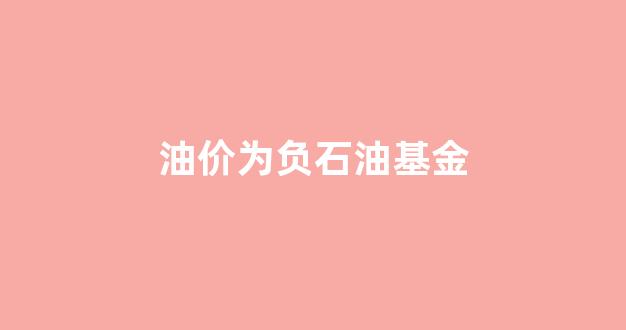 2020石油负数_油价为负石油基金