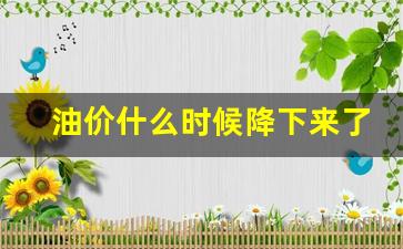 油价什么时候降下来了最新消息-油价什么时