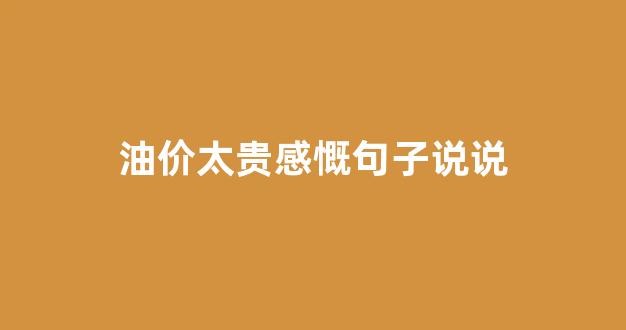 油价太贵怎么办_油价太贵感慨句子说说