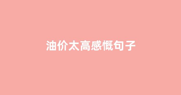 油价高的句子_油价太高感慨句子