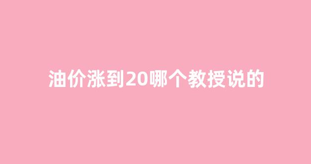 专家说油价_油价涨到20哪个教授说的