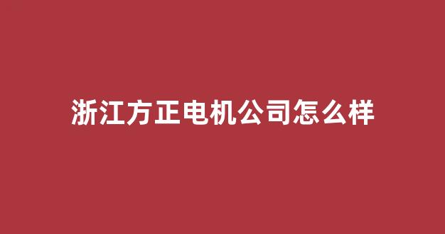 浙江方正电机公司怎么样(浙江方正电机股份)_https://www.brunchezvous.com_自驾游_第1张