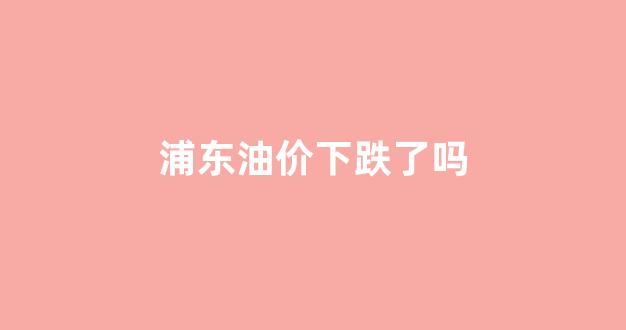 上海浦东油压2020_浦东油价下跌了吗