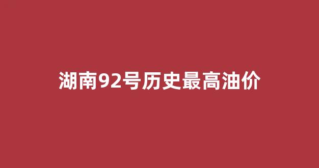 湖南92号汽油_湖南92号历史最高油价