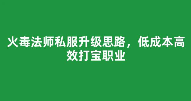 火毒法师私服升级思路，低成本高效打宝职业