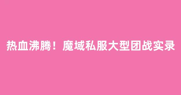 热血沸腾！魔域私服大型团战实录