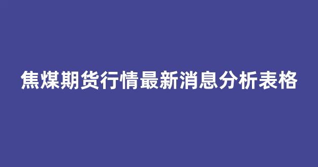 焦煤期货行情最新消息分析表格(焦煤期货行情实时行情)_https://www.rzcpcj.com_天猫运营_第1张