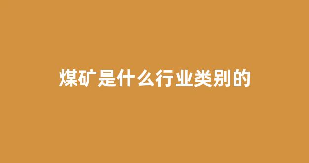 煤矿是什么行业类别的(煤矿行业类别怎么填)_https://www.hhem8.com_科创板_第1张