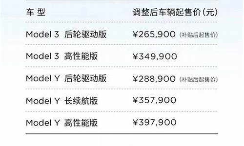 特斯拉3价格表,特斯拉价格表最新报价