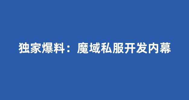 独家爆料：魔域私服开发内幕
