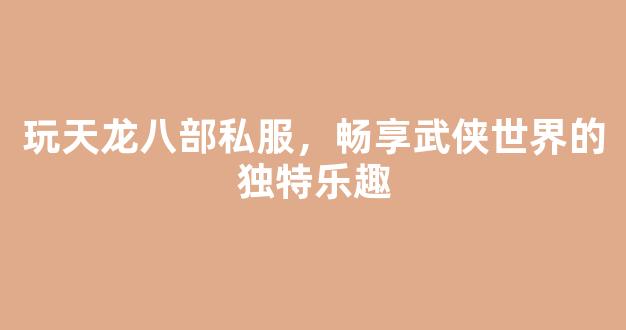 玩天龙八部私服，畅享武侠世界的独特乐趣