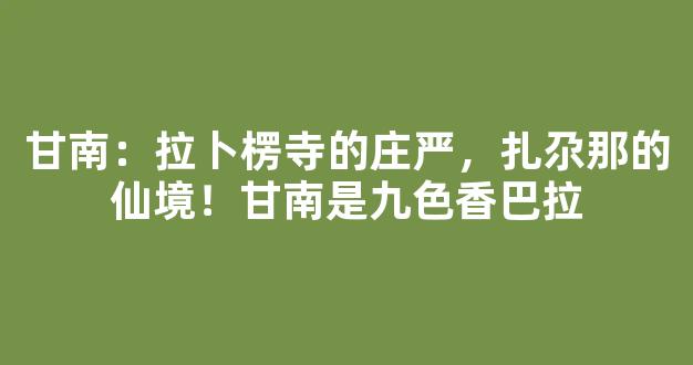 甘南：拉卜楞寺的庄严，扎尕那的仙境！甘南是九色香巴拉