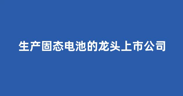 生产固态电池的龙头上市公司(固态电池行业龙头)_https://www.taocizhiliang.com_效果图_第1张