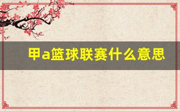 甲a篮球联赛什么意思-篮球甲a跟甲b的有什么区别