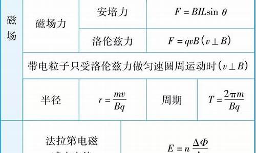 电场磁场高考公式_高中物理磁场电场公式