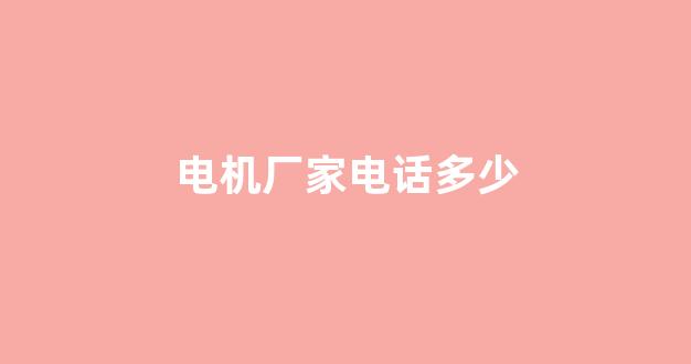 电机厂家电话多少(电机生产厂家电话)_https://www.hn-life.com_上交所_第1张
