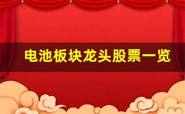 电池板块龙头股票一览表最新(电池股票龙头有哪些)_https://www.wanyuyiyao.com_北交所_第1张