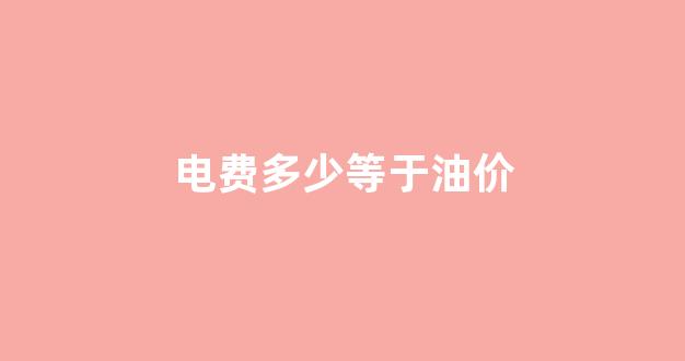 电费多少等于油价_电费多少等于油价多少