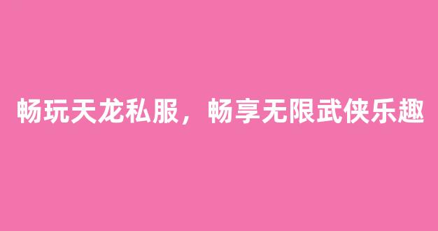 畅玩天龙私服，畅享无限武侠乐趣