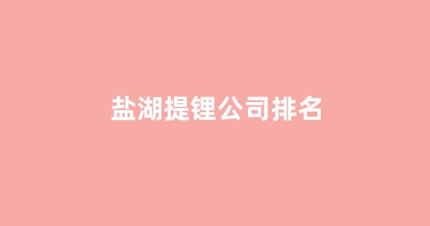 盐湖提锂公司排名(盐湖提锂设备龙头公司)_https://www.nalian8.com_深交所_第1张