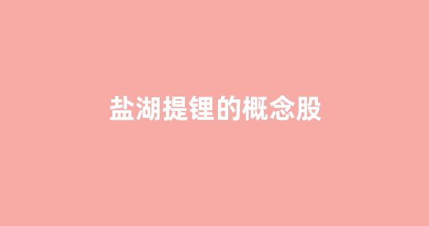 盐湖提锂的概念股(盐湖提锂概念股有哪些)_https://www.eamstsz.com_科创板_第1张