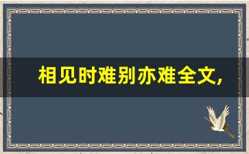 相见时难别亦难全文,相见时难别亦难讲了什么,相见时难别亦难经典句子-第1张图片-我的生活随想