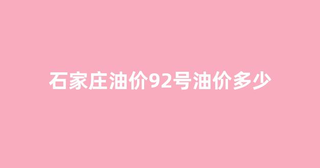 石家庄油价92号油价多少_石家庄92油价调整最新消息