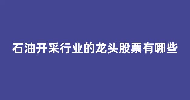 石油开采行业的龙头股票有哪些(国内石油开采龙头)_https://www.eamstsz.com_深交所_第1张