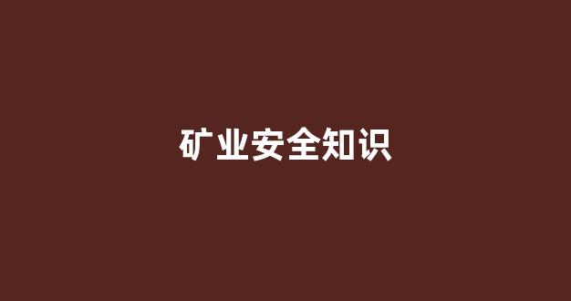 矿业安全知识(矿业安全知识培训内容)_https://www.rzcpcj.com_天猫运营_第1张