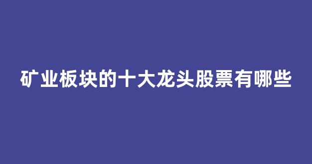 矿业板块的十大龙头股票有哪些(矿业龙头股票一览表)_https://www.hhem8.com_北交所_第1张